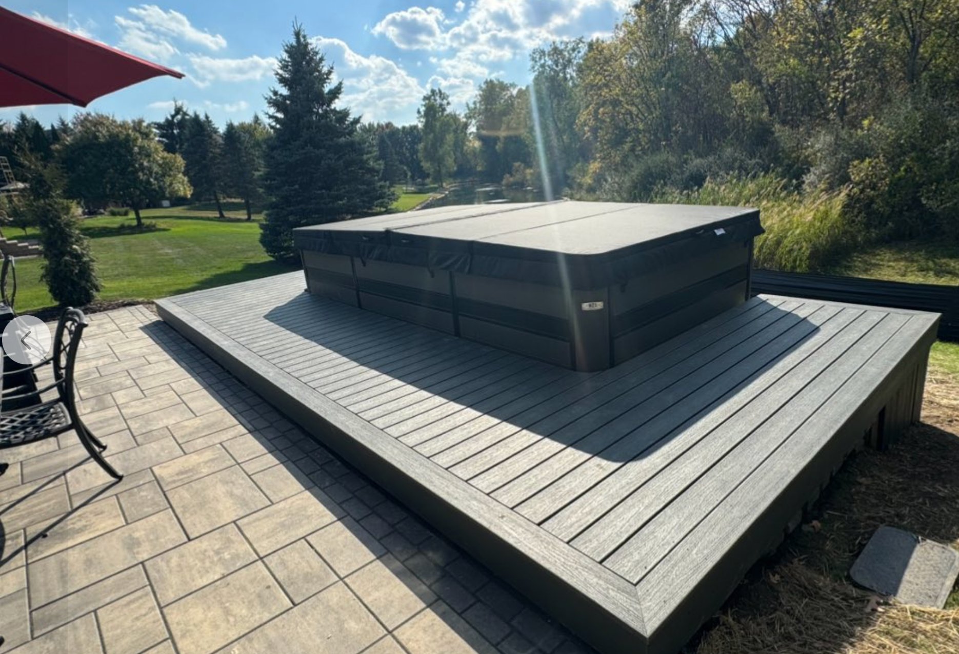 Trex deck with hot tub surround
