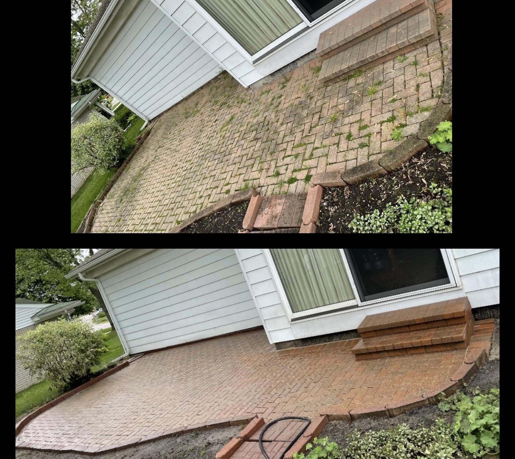 Herringbone paver patio restoration