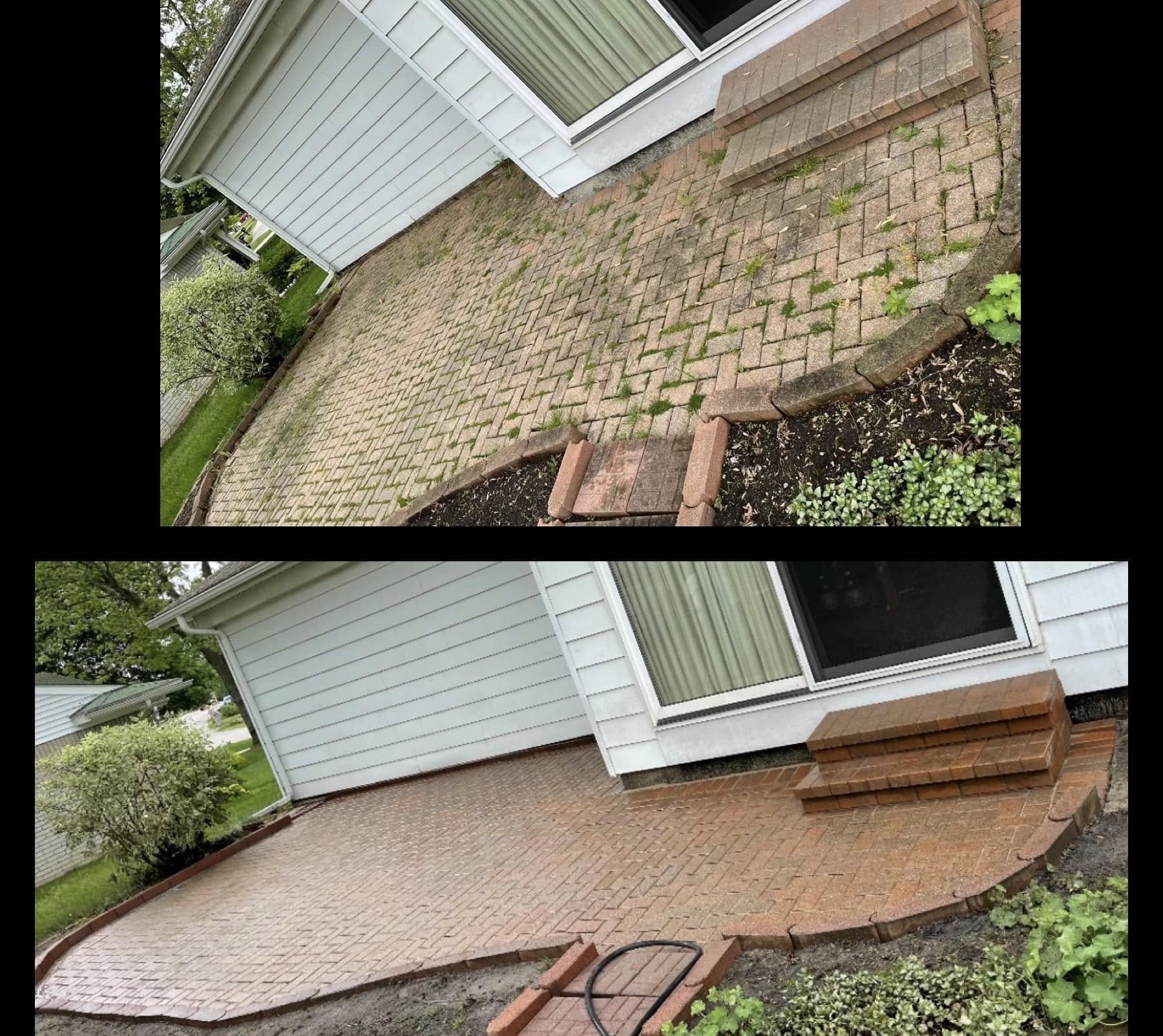Herringbone patio restoration